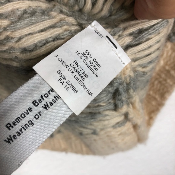 J Crew Cashmere HandKnit Sweater Tile Pattern Cream Blue S - Picture 7 of 10